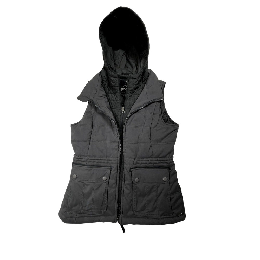 Prana Womens Gray Hooded Quilted Vest Jacket With Pockets Size S - Picture 7 of 16